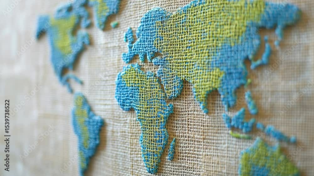 Aufkleber A close-up view of a map of the world displayed on a wall