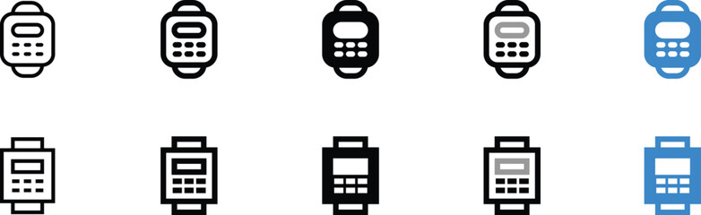 Set of Point of Sale (POS) Terminal Icons in Various Colors