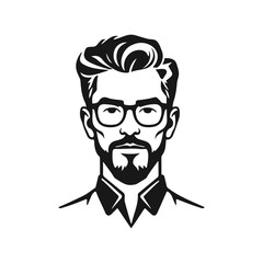 Man icon, businessman avatar vector, office worker icon, hipster face design, graphic male portrait, businessman avatar, bearded man, office worker, hipster face, male portrait