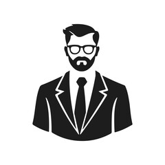 Man icon, businessman avatar vector, office worker icon, hipster face design, graphic male portrait, businessman avatar, bearded man, office worker, hipster face, male portrait