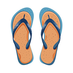 Vector illustration of classic rubber flip-flops with textured sole on white background