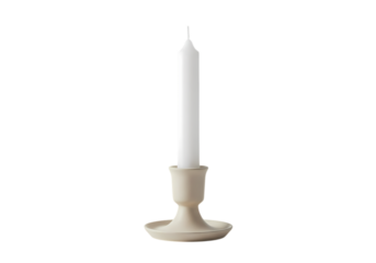 OffWhite Candle in a Simple Holder isolated on transparent baackground
