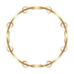 Classic, Elegant, and Glossy Bronze Round Text Frame, Isolated on White 
