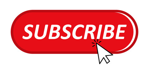 Rounded Red Subscribe Button – Clickable CTA with Mouse Cursor for YouTube Engagement
