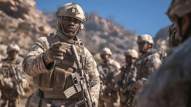 Military Instructor Training Local Militia in Desert Environment