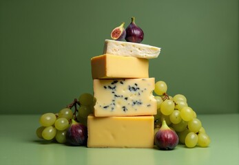 Stacked Cheeses with Figs and Grapes