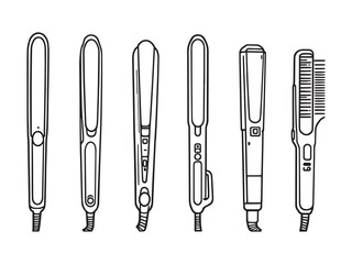clean vector graphic of hair straightener line art
