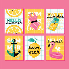 Flat summer cards collection