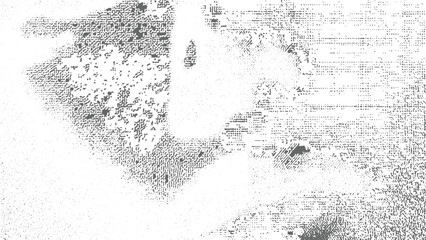 Abstract grayscale textured background featuring mottled gray and white patterns resembling fragmented shapes and organic forms with varying densities and granular textures creating