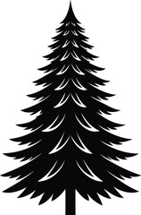 Fototapeta premium Silhouette of a stylized evergreen tree on a crisp white background