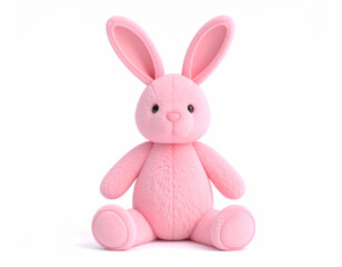 Cuddly Pink Bunny Toy: A soft, plush pink bunny sits in a bright, inviting space, with its long ears and delicate features exuding warmth and comfort, a classic emblem of gentle play.
