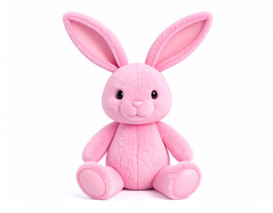 Plush Pink Bunny: A charming plush pink bunny sits, its soft, fluffy texture and endearing features radiating warmth and comfort, invoking a sense of childhood joy and nostalgia.