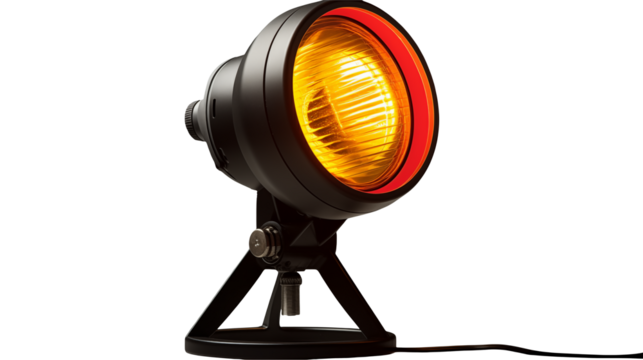 Stylish Black Table Lamp with Warm Orange Light Bulb