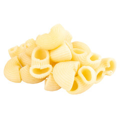 macaroni on white background pile food