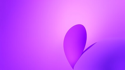 A modern and minimalist abstract composition on a vibrant purple-to-pink gradient, featuring a single, sharp, petal-like shape creating a heart-like form.