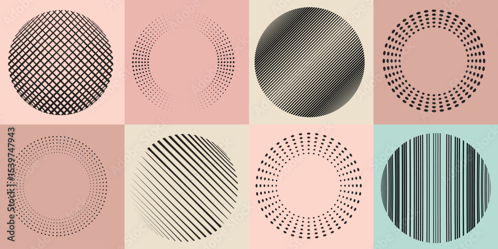 Poster lines and dots in circle form .rotate rounded shape vector illustration .rotating dots form a circle