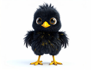 Obraz premium Cute Chick: A delightful, fluffy chick with large, expressive eyes and a sweet, innocent demeanor stands confidently, exuding charm and evoking warmth