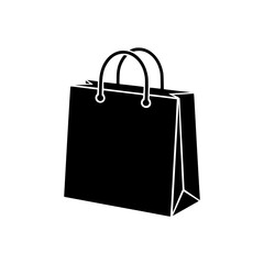 Black silhouette of a shopping bag with handles