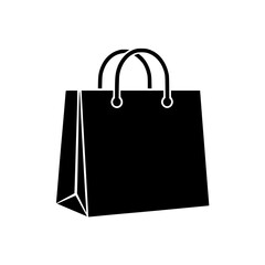 Black silhouette of a shopping bag with handles
