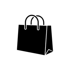 Black silhouette of a shopping bag with handles