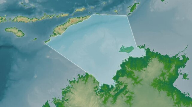 Timor Sea. Close-up on a colored elevation map