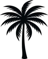 Obraz premium Monochrome Palm Tree Silhouette Vector Illustration for Vacation and Tropical Theme