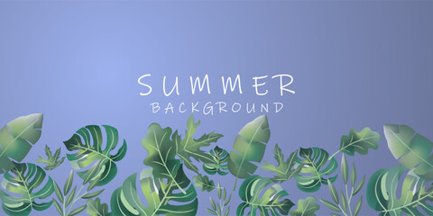 Vibrant Summer Background with Assorted Tropical Leaves