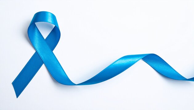 Isolated Blue ribbon on White Background with Copyspace 