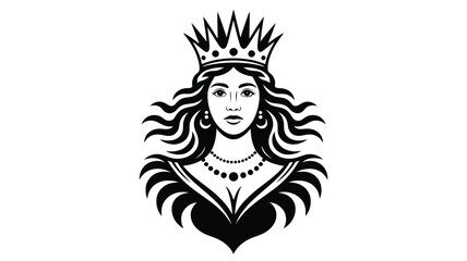 Black And White Queen Minimalist Crown Jewelry Portrait necklace earrings