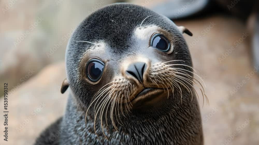 Aufkleber a close-up view of a seal resting on a rocky surface