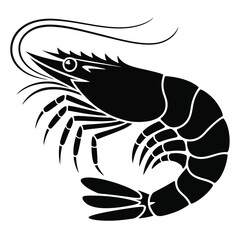 Black And White Shrimp Vector Illustration Detailed Seafood Graphic prawn crustacean 1