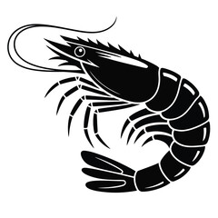 Black And White Shrimp Vector Illustration Seafood Graphic prawn crustacean 1