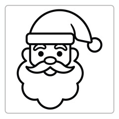 Black and White Vector Icon Santa Claus Head Christmas Holiday 1
