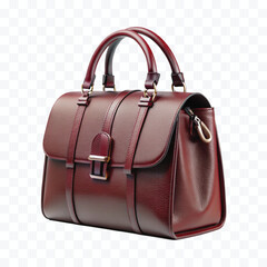 realistic 3d beautiful  female leather fashionable bag in different colour style  isolated on transparent background	
