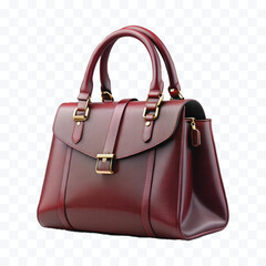 realistic 3d beautiful  female leather fashionable bag in different colour style  isolated on transparent background	