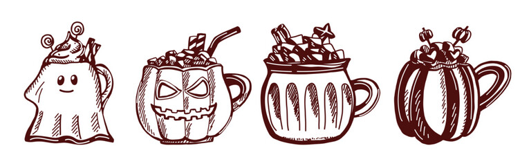 Festive featuring cute and spooky mugs filled with treats for autumn festivities