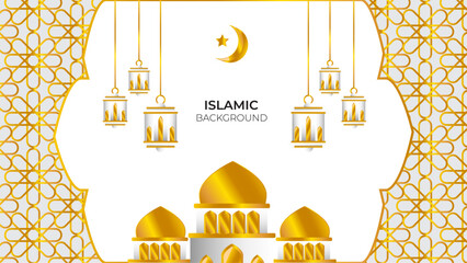 gold horizontal islamic background for ramadan celebration