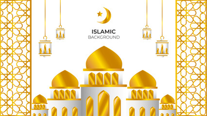 gold horizontal islamic background for ramadan celebration