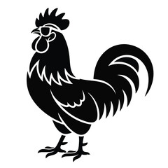 Black Rooster Vector Stylized Illustration White Background chicken bird 1