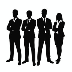 Black Silhouette Business Team Arms Crossed Standing Together people