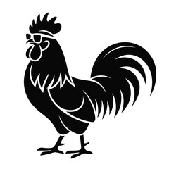 Black Silhouette Rooster Wearing Sunglasses Vector Illustration chicken bird 1
