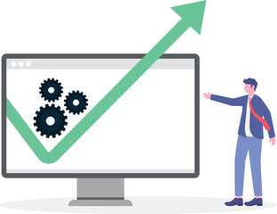 Economic recovery, bouncing from crisis or company return from loss to make profit, growth and success
