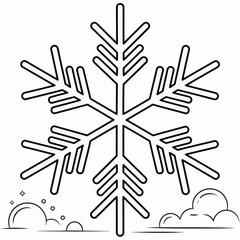 Minimalist Black Line Art Snowflake Vector Illustration Winter Design crystal