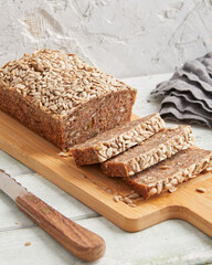 Rye bread on a wooden board