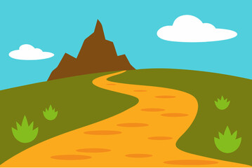 Obraz premium Winding path leading to a mountain landscape