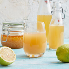 Kefir with lemon and peach