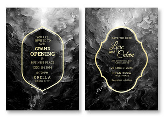 Textured wedding invitation template, business brochure template, luxury black and white flyer design, universal background, versatile vector background, creative brochure template, party invitation