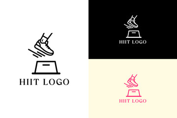 gym show mid jump over a plyo box vector illustration, logo for gymnastic, gym, health, fitness, coaching, wellness, personal trainer, exercise, sport, high interval training, hiit, and more