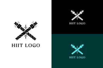 two crossing battle ropes vector illustration, icon, logo for fitness, sport, gymnastic, workout, high interval training, health, fitness, wellness, gym, personal trainer, hiit, and more