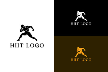 geometric shaped figure lunging forward illustration, vector logo for personal trainer, bodybuilding, health, wellness, workout, coaching, exercise, gym, high intensity training, and more